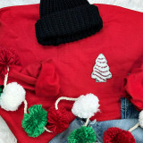 Mini Snack Cake Sequin Patch, small Christmas tree-shaped sequin patch decorated with red and white sequins.