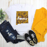 New Mexico Leopard Sunflower home Sublimation Transfer, graphic T-shirt with sunflower and leopard print design, white t-shirt with sublimation transfer print.