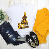 Idaho Leopard Sunflower home Sublimation Transfer, white T-shirt with a colorful leopard and sunflower design with the word 'home' printed on it.