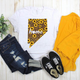 Nevada Leopard Sunflower home Sublimation Transfer T-shirt, featuring a sunflower and leopard print design with the word 'home' on it.