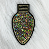 Sequin Bulb Patches, iridescent sequin embellishment in bulb shape for clothing decoration.
