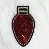 Sequin Bulb Patches, red sequin embellishment in the shape of a bulb patch for clothing decoration.