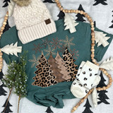 Leopard Christmas Trees DTF Heat Transfer