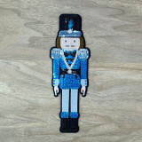 BLUE Nutcracker Sequins Embroidered Patch, a decorative patch featuring a Nutcracker doll design with blue sequins and embroidery details.