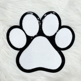 Dog Paw White Chenille Patch