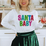 Santa Baby Faux Chenille DTF Heat Transfer