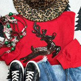 LARGE Sequin Reindeer Chenille Patch