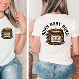 Burn Baby Burn DTF Heat Transfer, graphic design of a leopard print candle with the text 'Your Opinion' on a clothing item.