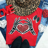Skeleton Hands + Heart Embroidered Sequin Patch