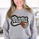 Basketball/Volleyball Mama Heart FAUX Embroidery DTF Heat Transfer
