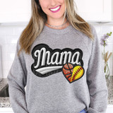 Basketball/Softball Mama Heart FAUX Embroidery DTF Heat Transfer