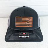 Gun American Flag Leather Hat Patch