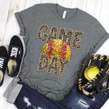 Leopard Softball Game Day Faux Sequins DTF Heat Transfer