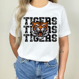 Tigers Stacked Faux Embroidery DTF Heat Transfer