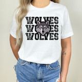 Wolves Stacked Faux Embroidery DTF Heat Transfer