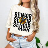 Senior Mom Softball Bolt Faux Embroidery DTF Heat Transfer