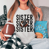 Sister Football Stacked Faux Embroidery DTF Heat Transfer