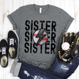 Sister Baseball Stacked Faux Embroidery DTF Heat Transfer
