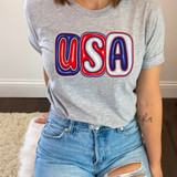 USA Faux Bubble Letters DTF Heat Transfer