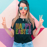 Happy Easter Faux Sequins DTF Heat Transfer