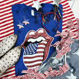 American Flag Mouth Sequin Patch