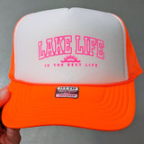 Lake Life Hat/Pocket  Neon PINK Screen Print Heat Transfer