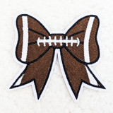 Football Bow Embroidered HAT/POCKET Patch, a patch designed in the shape of a bow with a football embroidery in the center.
