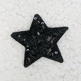BLACK sequin STAR HAT/POCKET Patch