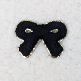 BLACK BOW Glitter Chenille HAT/POCKET Patch