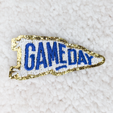 Embroidered & Glitter BLUE PENNANT Game Day HAT/POCKET Patch