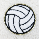 Volleyball Chenille Glitter HAT/POCKET Patch, embroidered volleyball design with glittery border.