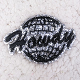 Howdy Disco Ball SILVER Embroidered Glitter HAT/POCKET Patch, decorative patch with a disco ball design and glitter accents.