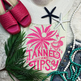 Tanned and Tipsy NEON Pink Screen Print Heat Transfer