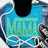 Mama Checkered NEON YELLOW Screen Print Heat Transfer