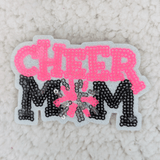 NEON PINK Sequin Cheer Mom HAT/POCKET Patch