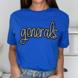 Generals Sequin Patch, sparkling sequin applique patch on a blue t-shirt.