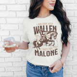 I Had Some Help Cowboy DTF Heat Transfer, graphic T-shirt featuring a cowboy on a horse with text design on a woman's torso.