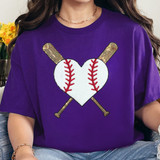 Baseball Heart and Bats Chenille/Sequin Patch