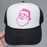 Santa Pink PUFF Hat/Pocket Screen Print Heat Transfer