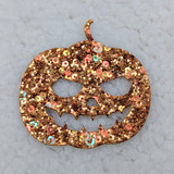 Glitter & Sequin Jack O Lantern HAT/POCKET Patch 