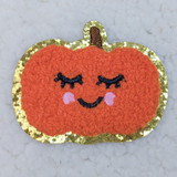 ORANGE Pumpkin Embroidered Chenille HAT/POCKET Patch 