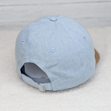 Denim & Corduroy Hat, light blue denim fabric cap with a adjustable strap at the back.