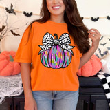 Colorful Pumpkin With Dot Bow DTF Heat Transfer
