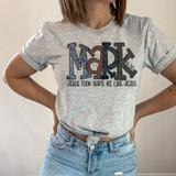 Jesus Took Naps Be Like Jesus DTF Heat Transfer, graphic T-shirt with a colorful and patterned text design and Bible verse reference.