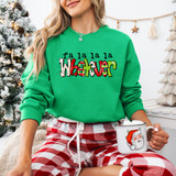 Fa La La La Whatever DTF Heat Transfer, colorful festive Christmas sweatshirt design with humorous text and holiday theme.