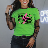 Same Anxiety Different Day Lightning Bolt DTF Heat Transfer, product image of a neon green t-shirt with pink lightning bolt and black text design.