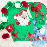 Red Glitter Bow Sides Sequin Patch SET OF 2