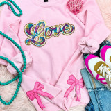 Pink Glitter Bow Sides Sequin Patch SET OF 2 