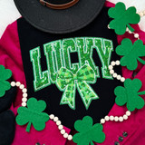 Lucky with Bow Sequin Patch