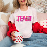 Teach Heart Painted DTF Heat Transfer